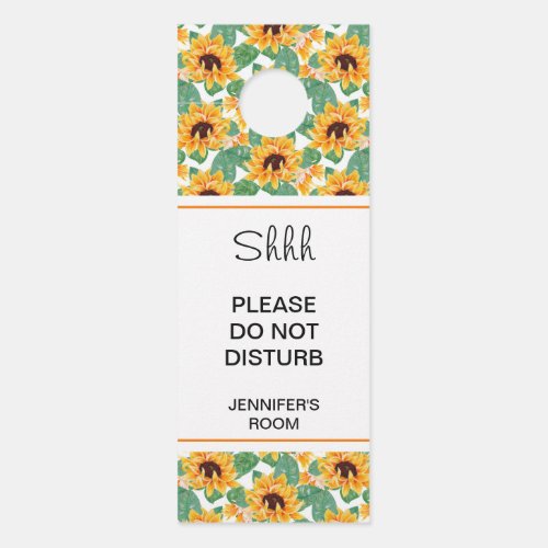 Do Not Disturb Pretty Yellow Sunflowers Pattern Door Hanger