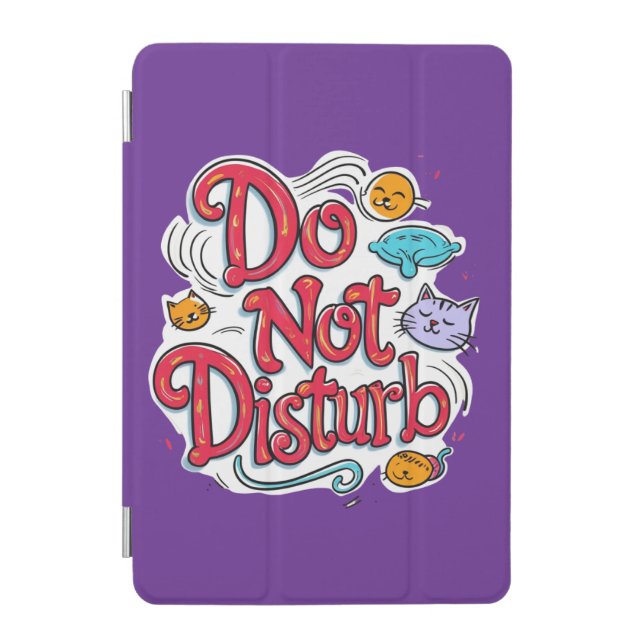 Do Not Disturb Red Cat Art Design Protection iPad Mini Cover (Front)