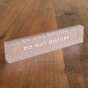 Do Not Disturb Sign Pretty Copper Glitter Business Desk Name Plate