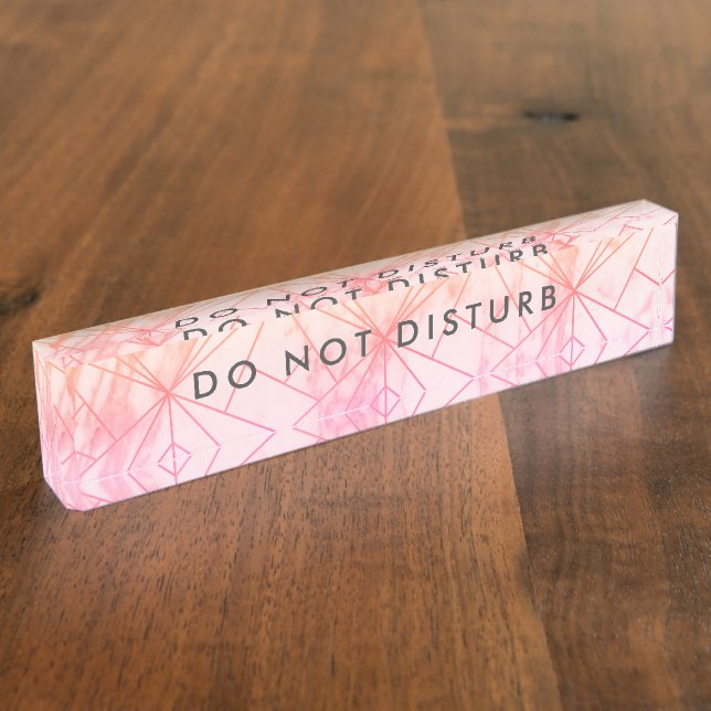 Do Not Disturb Sign Pretty Pink Custom Business Desk Name Plate (Side)