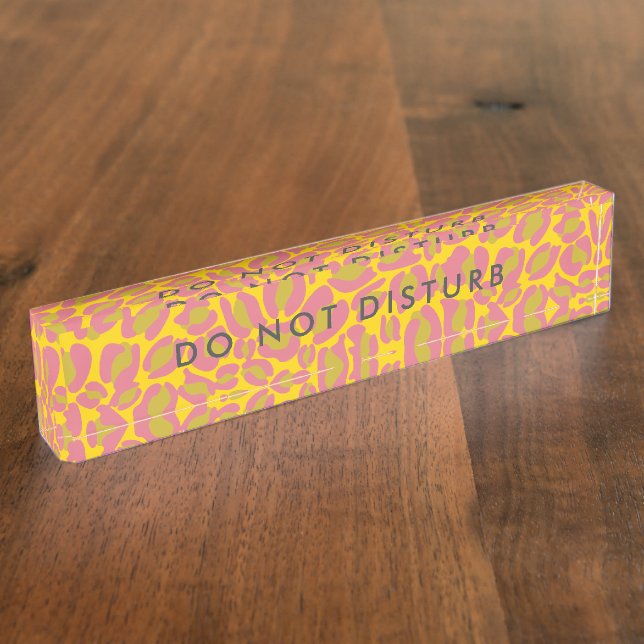 Do Not Disturb Sign Pretty Pink Print Business Desk Name Plate (Side)