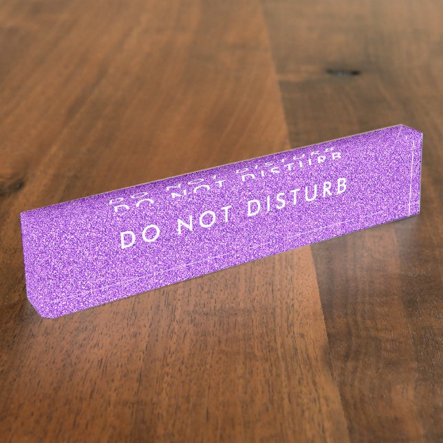 Do Not Disturb Sign Purple glitter Business Desk Name Plate (Side)