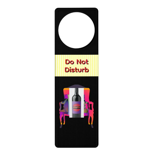 Do Not Disturb Sitting And Drinking  Black Door Hanger (Front)