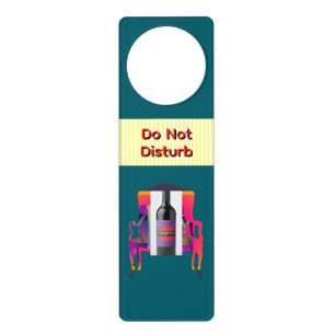Do Not Disturb Sitting And Drinking Teal  Door Hanger