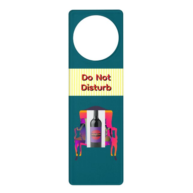 Do Not Disturb Sitting And Drinking Teal  Door Hanger (Front)