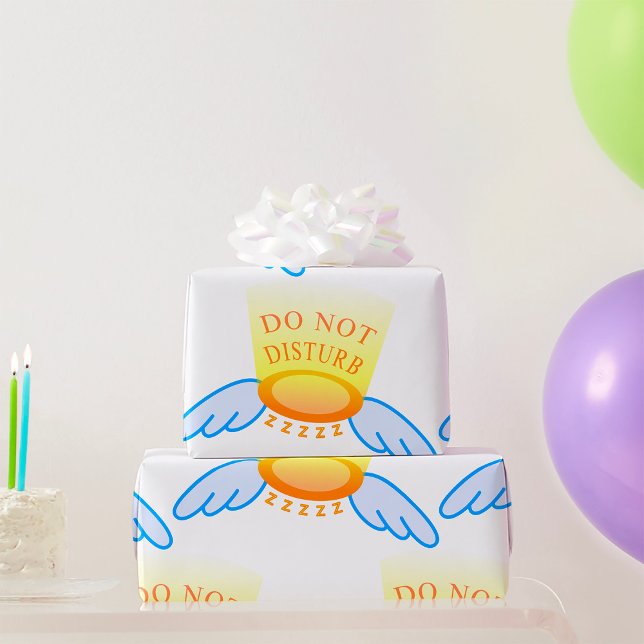 Do Not Disturb Sleep Mode Flying Halo and Wings  Wrapping Paper (Creator Uploaded)
