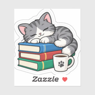 Do Not Disturb – Sleeping Cat Bookworm Sticker