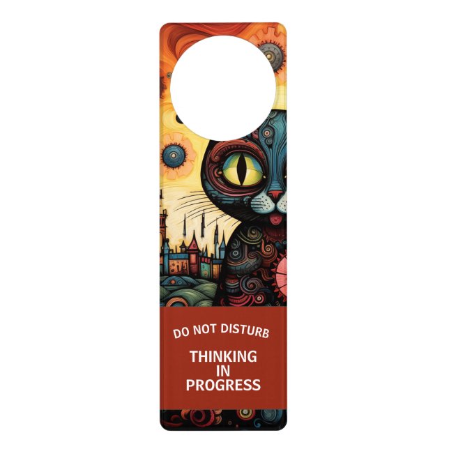 Do not disturb Thinking in progress Cat Door Hanger (Front)