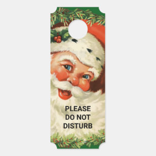 Do Not Disturb Vintage Santa Claus & Pine Wreath Door Hanger