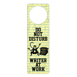 Do Not Disturb Writer at Work Monkey Typewriter Door Hanger