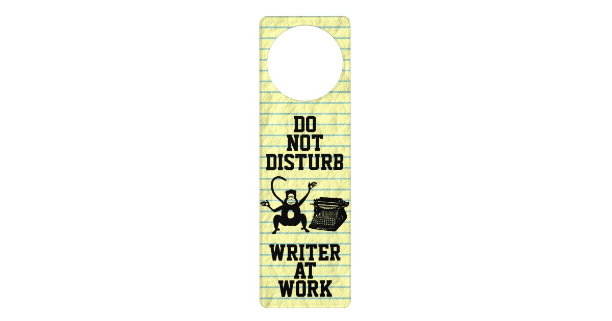 Do Not Disturb Writer at Work Monkey Typewriter Door Hanger | Zazzle.com