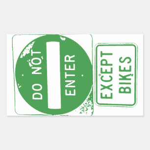 Do Not Enter Except Bikes Rectangular Sticker