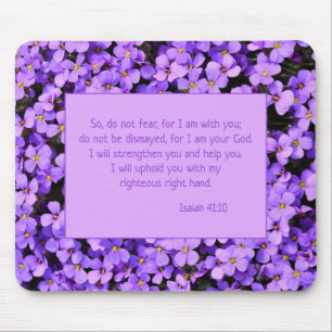 Do Not Fear Christian Bible Verse Purple Flowers Mouse Pad