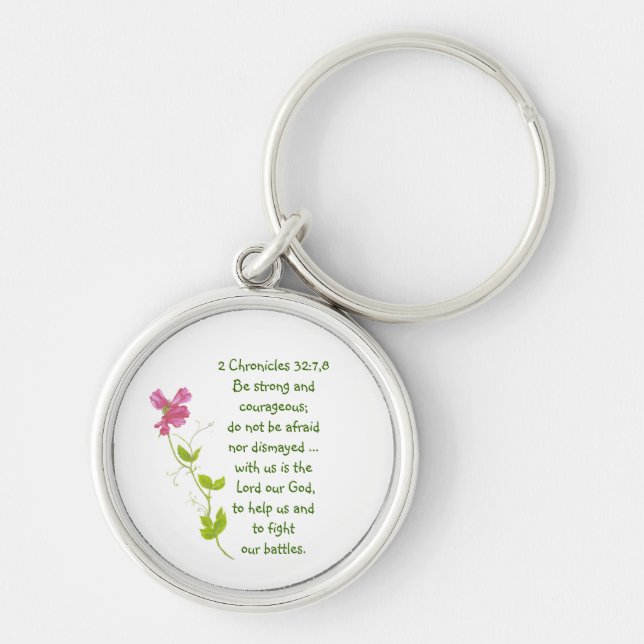 Do Not Fear, Courage Scriptures Sweet Pea Locket Keychain (Front)