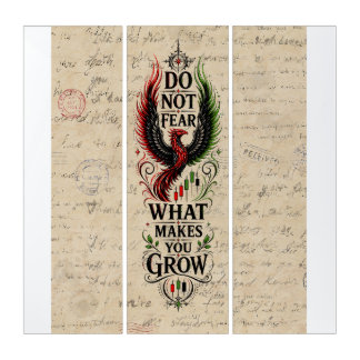 Do Not Fear Vintage Letter Phoenix Design Triptych