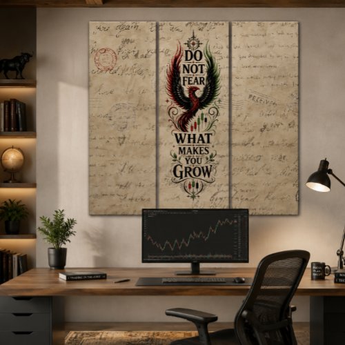 Do Not Fear Vintage Letter Phoenix Design Triptych