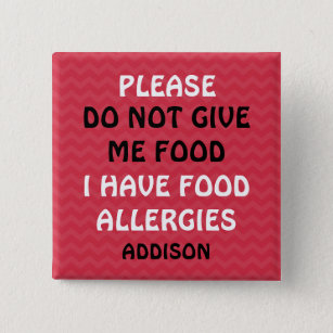Do Not Feed Food Allergy Alert Red Pin