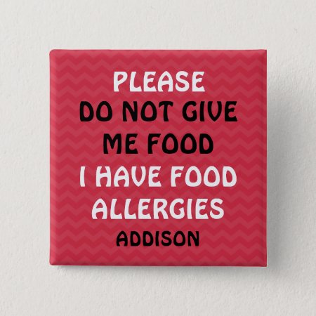 Do Not Feed Food Allergy Alert Red Pin
