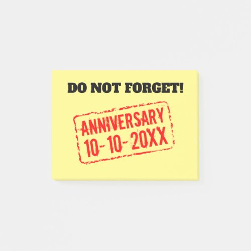 Do not forget your wedding anniversary date custom post_it notes