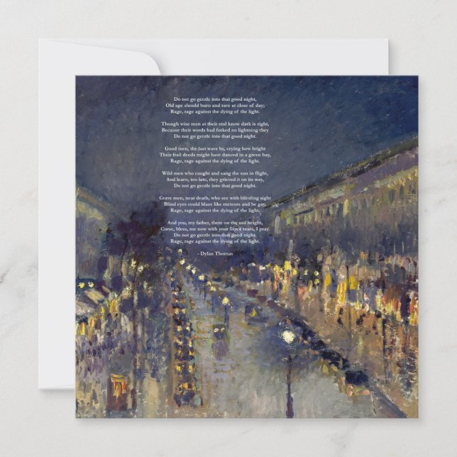 Do Not Go Gentle poem by Dylan Thomas Holiday Card (Front)