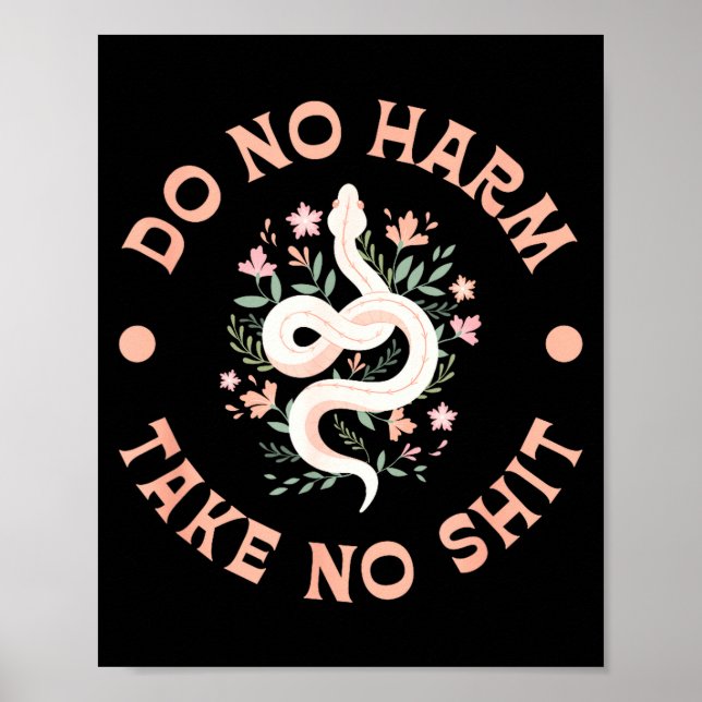 Do Not Harm Take No Funny Sarcastic Quotes Sarcasm Poster (Front)