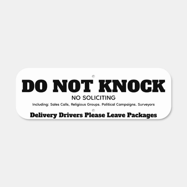 Do Not Knock No Soliciting Metal Sign (Front)