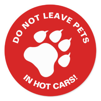 Do Not Leave Pets In Hot Cars With White Paw Classic Round Sticker
