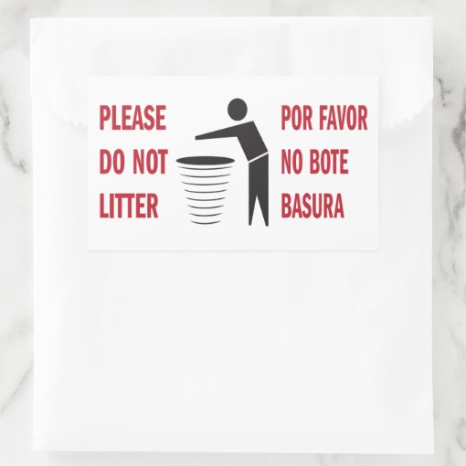 Do Not Litter sign English Spanish Rectangular Sticker Zazzle
