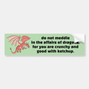do not meddle in the affairs of dragons, bumper sticker