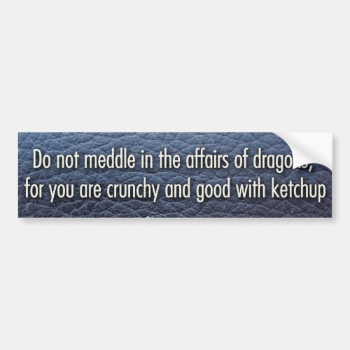 Do not meddle in the affairs of dragons bumper sticker