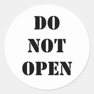 Do not open black and white office envelope seal