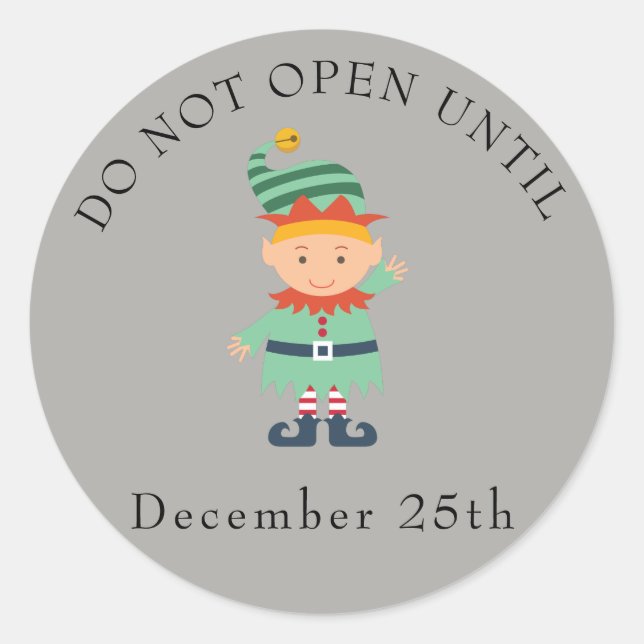 Do not open elf classic round sticker (Front)