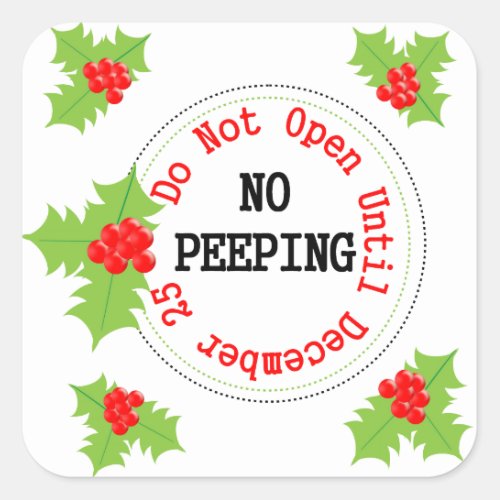 Do Not Open No Peeping Christmas Sticky Labels