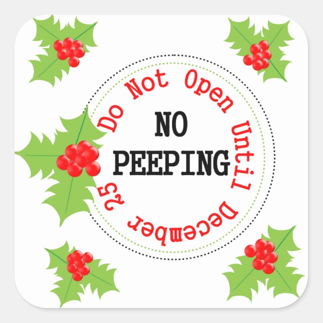 Do Not Open No Peeping Christmas Sticky Labels (Front)