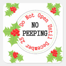 Do Not Open No Peeping Christmas Sticky Labels