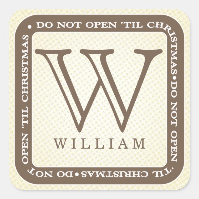 Do Not Open Til Christmas Personalize Gift Sticker (Front)