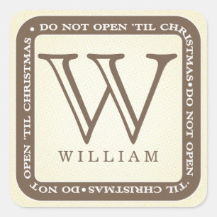 Do Not Open Til Christmas Personalize Gift Sticker