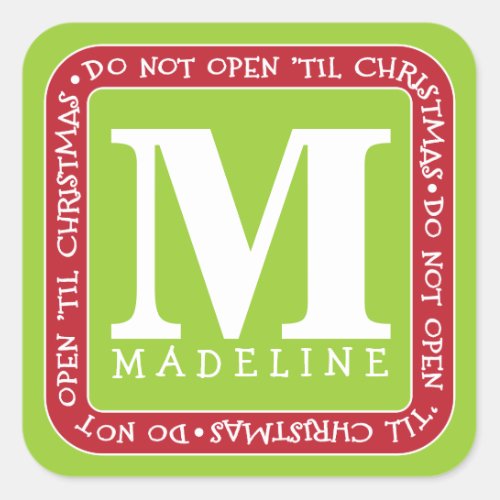 Do Not Open Til Christmas Personalize Gift Sticker