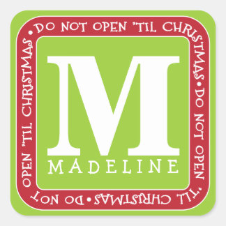 Do Not Open Til Christmas Personalize Gift Sticker