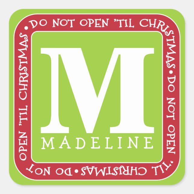 Do Not Open Til Christmas Personalize Gift Sticker (Front)