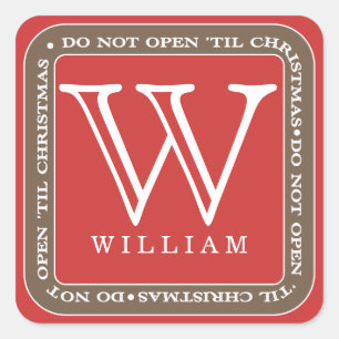 Do Not Open Til Christmas Personalize Gift Sticker