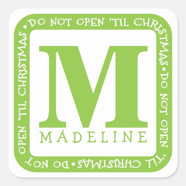 Do Not Open Til Christmas Personalize Gift Sticker (Front)
