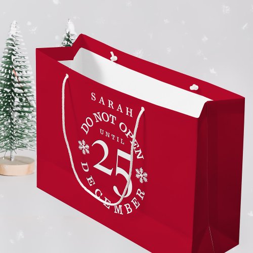 Do not Open until 25 December Christmas Holiday Large Gift Bag
