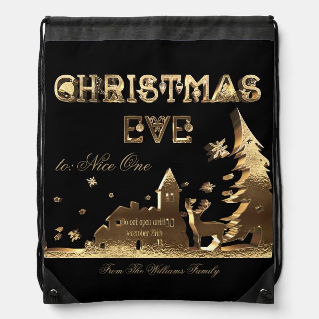 Do not open until Christmas Eve Gifts Drawstring Bag (Front)