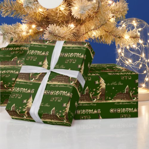 Do not open until Christmas Eve Gold Green Wrapping Paper