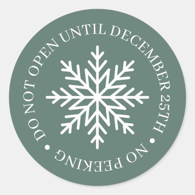 Do Not Open Until Christmas Green Classic Round Sticker (Front)