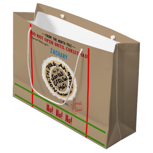 Do Not Open Until Christmas Kraft Paper Color Large Gift Bag