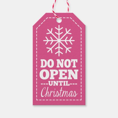 Do Not Open Until Christmas Snowflake _ pink Gift Tags