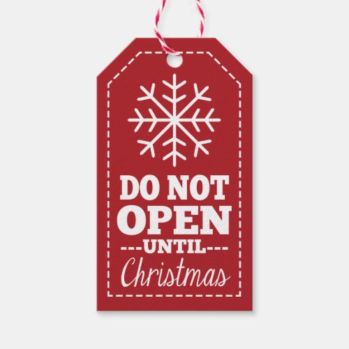 Do Not Open Until Christmas Snowflake _ red Gift Tags
