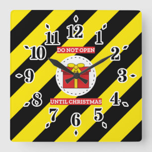 Do Not Open Until Christmas Square Wall Clock